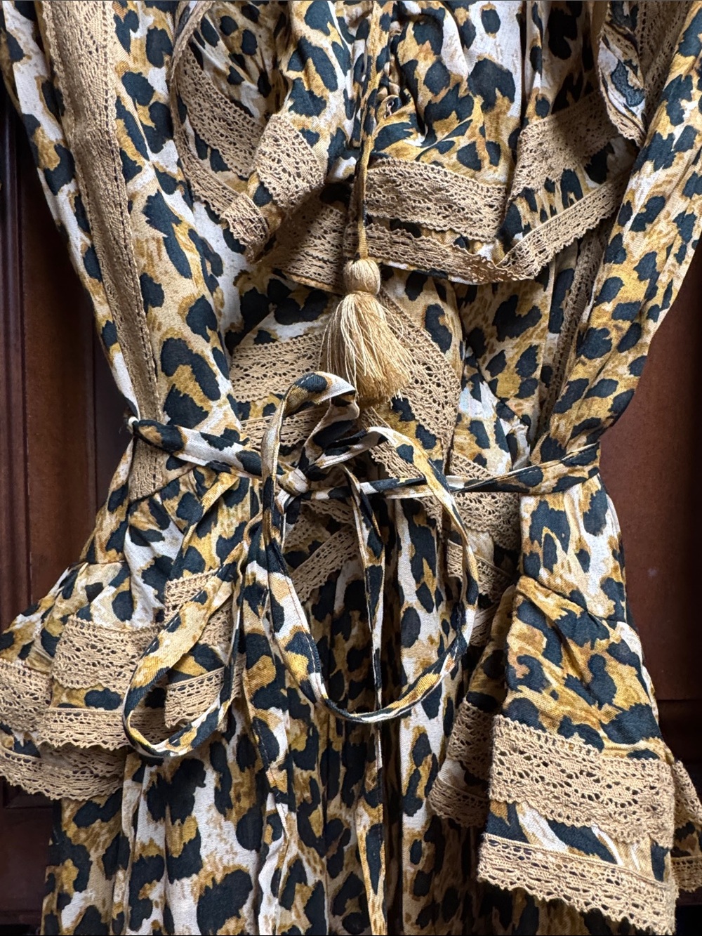 SPELL NWT - Samantha Lace Gown Vintage Leopard - Size S - Picture 9 of 10
